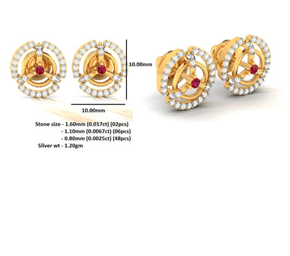 RKC Damen-Ohrstecker aus 925er Sterlingsilber, 14 Karat Gelb, über 1,20 g, Höhe 10,00 mm