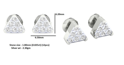 Orecchino da donna piccolo triangolare in argento sterling RKC 925 14k giallo oltre 2,30 Gm altezza 6,20 MM