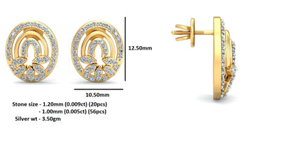 Orecchino da donna con perno a vite sul retro in argento sterling RKC 925, rosa 14k, oltre 3,50 Gm, altezza 12,50 mm