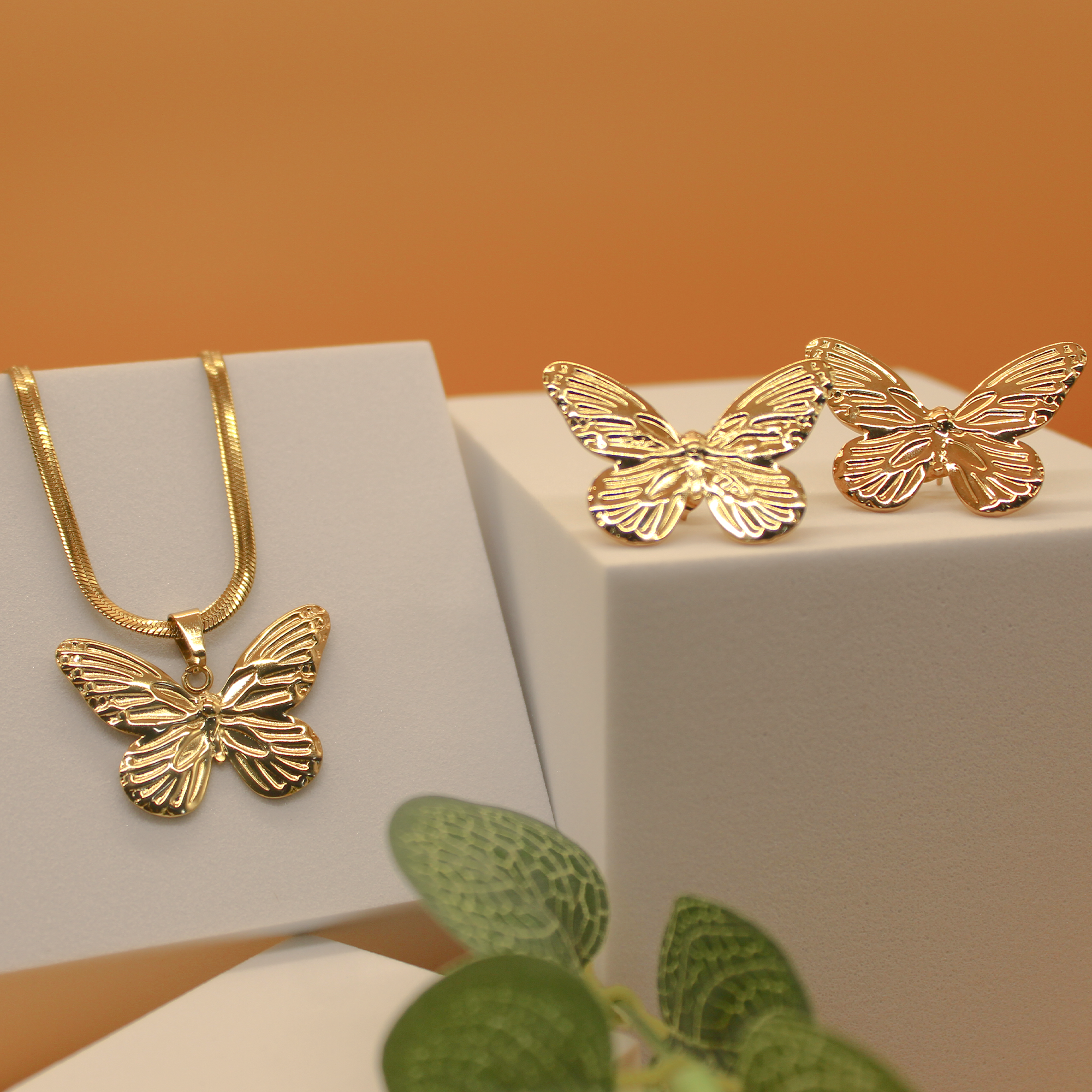 Devam Jewellery 925 Silver Gold Plated Butterfly Design Pendant set Earrings for Women and Girls