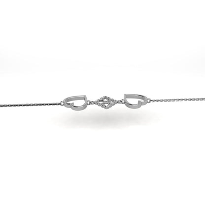RKC 925 Sterling Silber Damen-Armband mit goldenem Herz, 14 Karat Gelbgold vergoldet, Gewicht 4,00 g, Höhe 12,00 mm