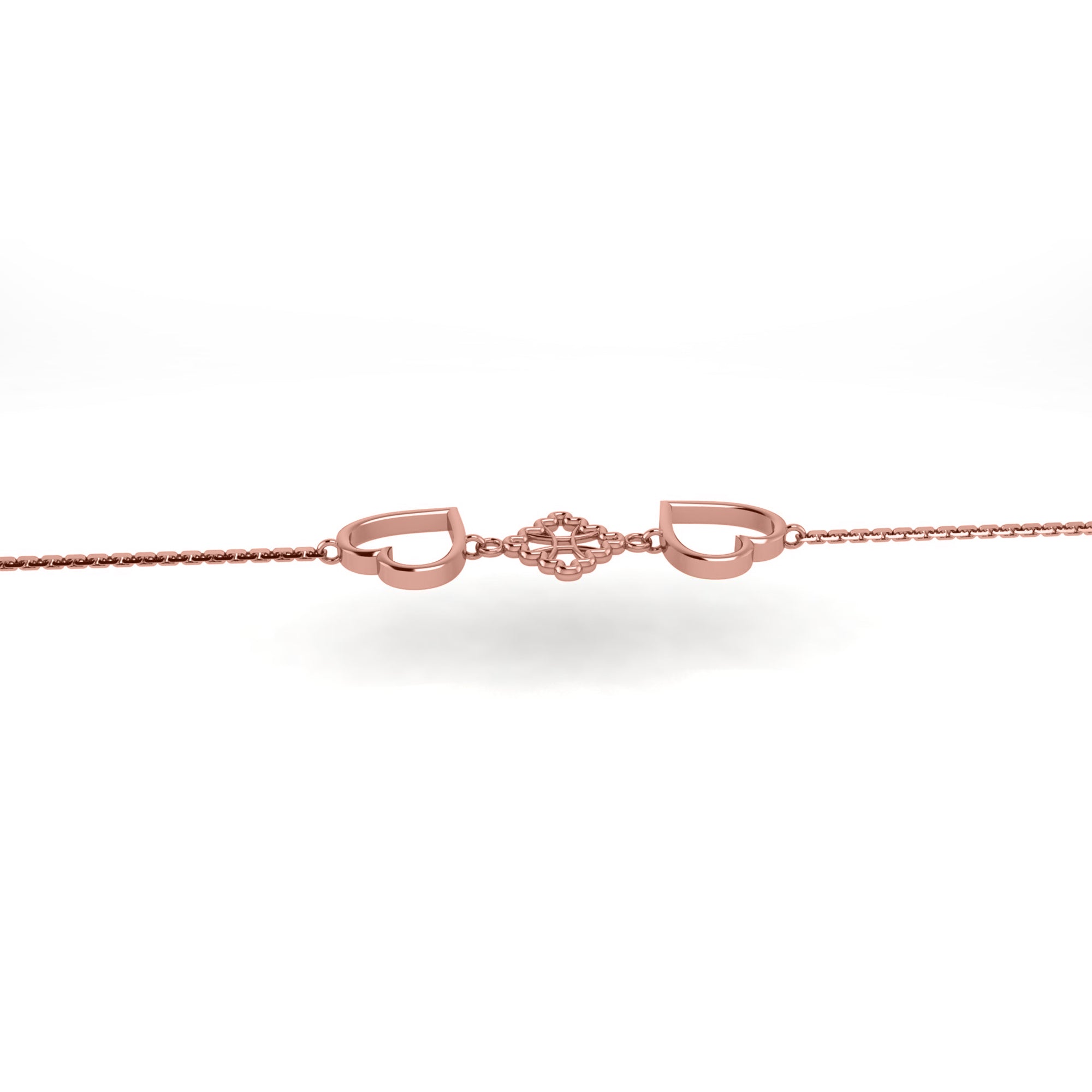 RKC 925 Sterling Silber Damen-Armband mit goldenem Herz, 14 Karat Gelbgold vergoldet, Gewicht 4,00 g, Höhe 12,00 mm