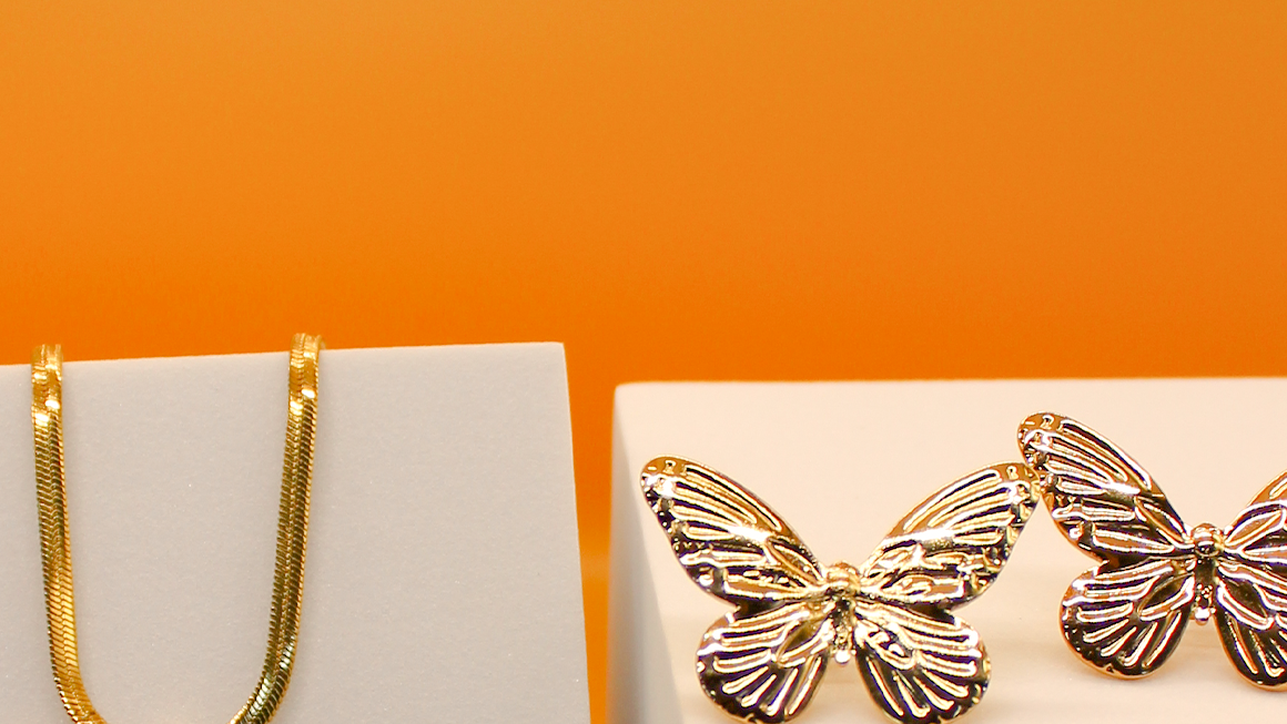 Devam Jewellery 925 Silver Gold Plated Butterfly Design Pendant set Earrings for Women and Girls