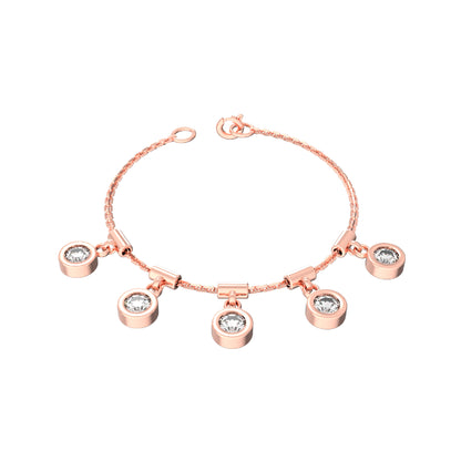 RKC 925 Sterling Silber 1,25 Karat Moissanit runder Charm-Damen-Armband, 14 Karat Gelbgold vergoldet, Gewicht 3,75 g