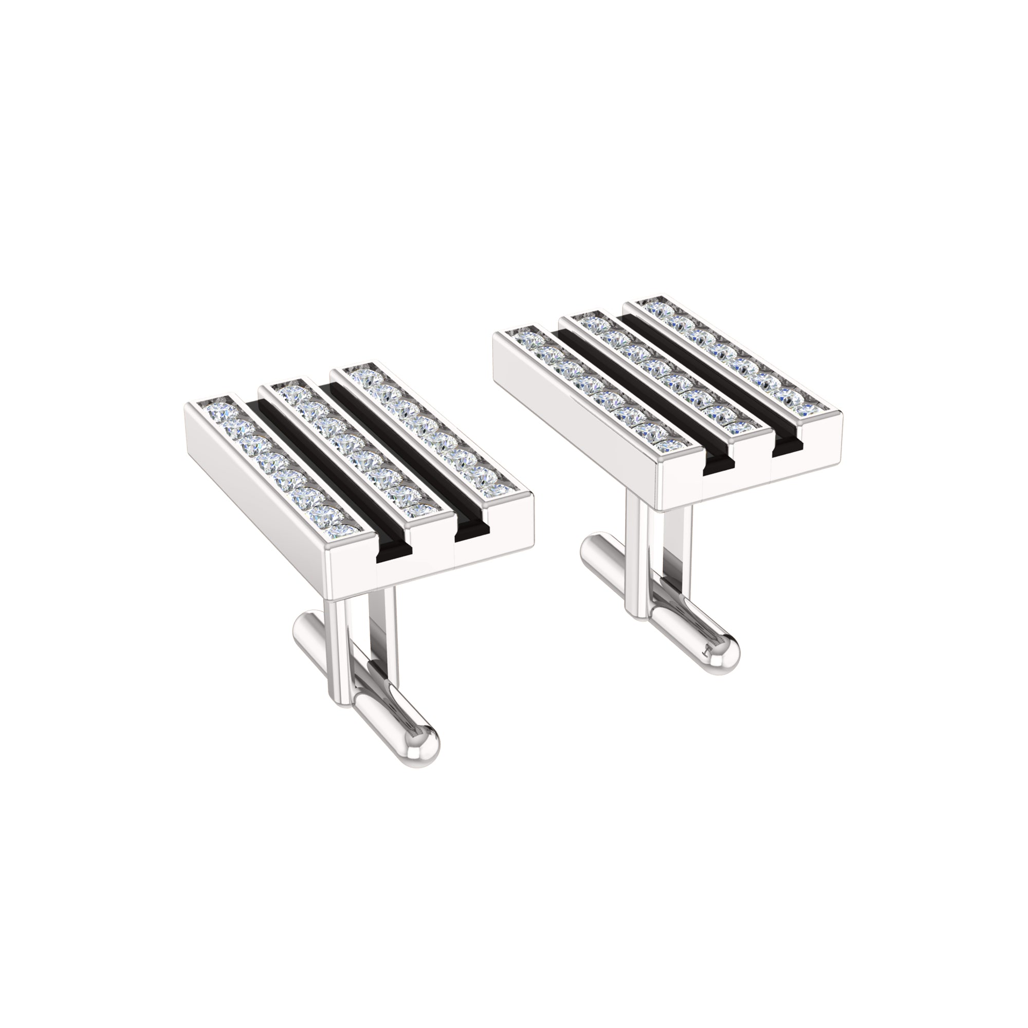 RKC-Moissanit-Manschettenknöpfe und Brosche aus 925er-Sterlingsilber, 14-karätig rosévergoldet, Produktgewicht: 3,20 g