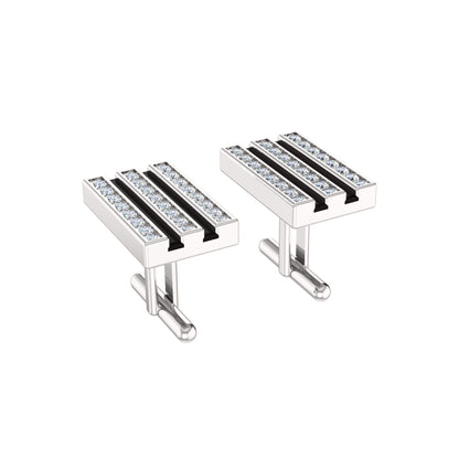 RKC-Moissanit-Manschettenknöpfe und Brosche aus 925er-Sterlingsilber, 14-karätig rosévergoldet, Produktgewicht: 3,20 g
