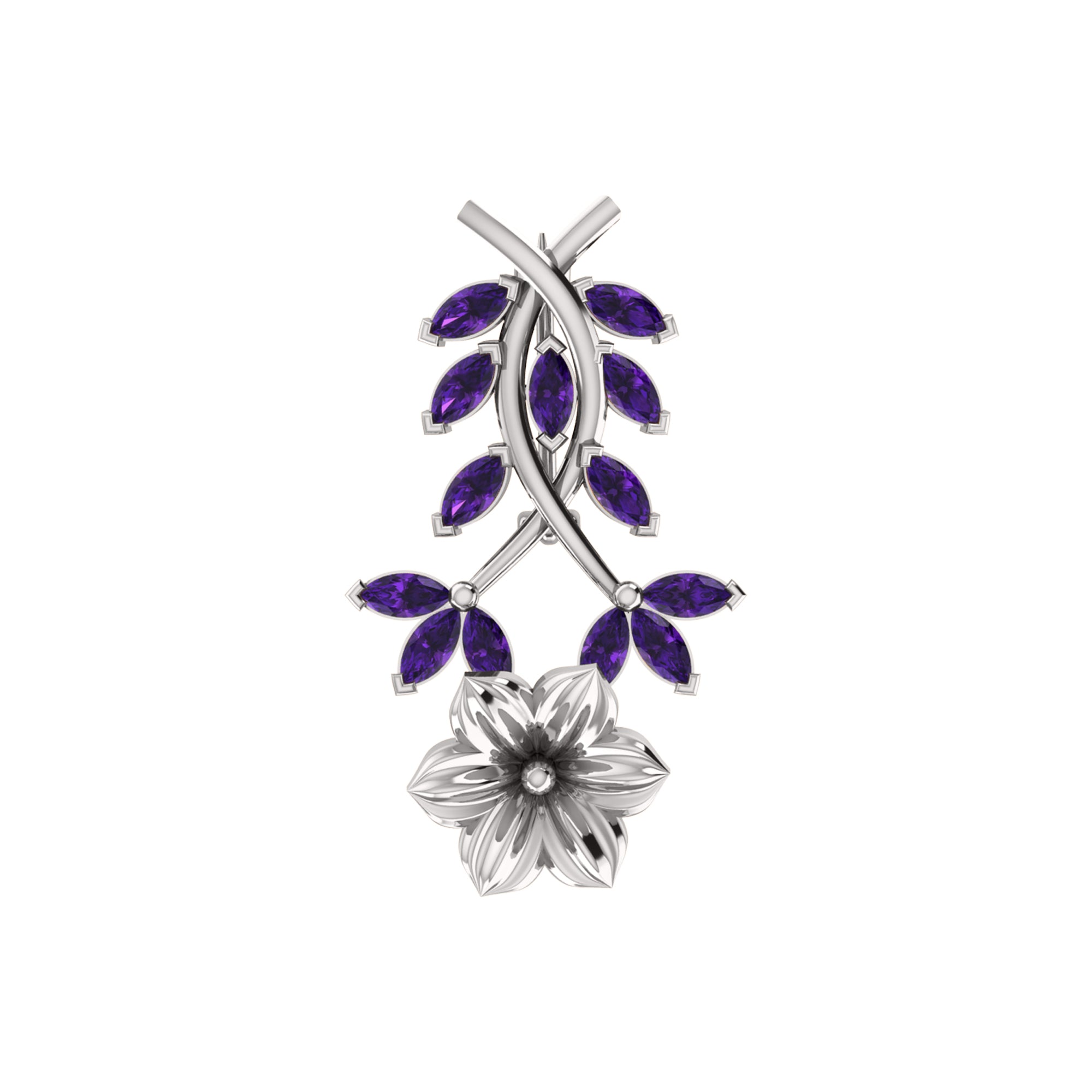 Spilla RKC Moissanite in argento sterling 925, placcata in oro rosa 14 carati, peso prodotto 1,60 GM, altezza 22,00 MM