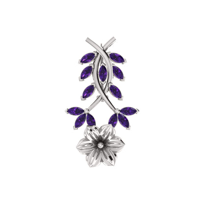 Spilla RKC Moissanite in argento sterling 925, placcata in oro rosa 14 carati, peso prodotto 1,60 GM, altezza 22,00 MM
