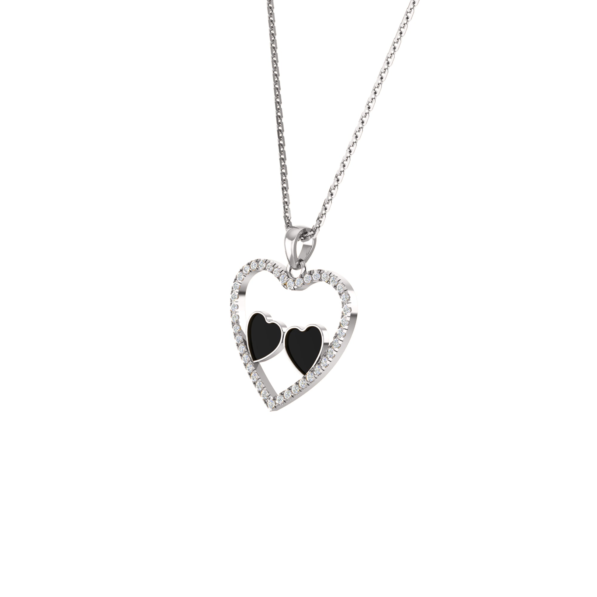 Ciondolo smaltato a cuore in moissanite da 0,36 ct RKC, argento 925, placcato oro rosa 14 carati, peso 3,80 GM, altezza 18,60 mm