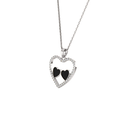 Ciondolo smaltato a cuore in moissanite da 0,36 ct RKC, argento 925, placcato oro rosa 14 carati, peso 3,80 GM, altezza 18,60 mm