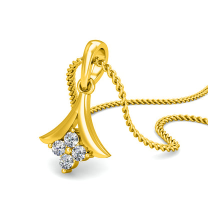 RKC Vier-Steine-Silber-Moissanit-Anhänger mit 0,06 Karat für Damen, 14-Karat-Gelbgold-Finish, Gewicht 2,6 Gramm, Höhe 14 mm