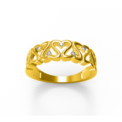 RKC Moissanite Anello a fascia regalo di compleanno a forma di cuore per la mamma Argento 925 placcato oro giallo 14 carati Peso 4 g Larghezza 2,20 MM