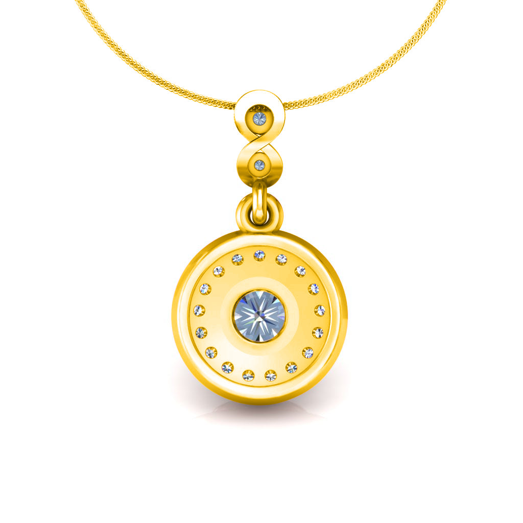 RKC Silver Halo 0,55 CT Moissanit runder Damen-Anhänger, 925er Silber, Gewicht 2,8 g, Höhe 15 mm