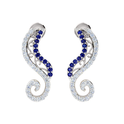 Orecchino da donna con perno in argento sterling RKC 925 bianco 14k su peso 3,00 g, altezza 20,50 mm