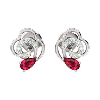 RKC 925 Silber, insgesamt 0,36 ct Rubin-Anhänger mit einem Gesamtgewicht von 3,60 g und ein 2,20 g schwerer Ohrring, besetzt mit 14-karätiger Rosévergoldung