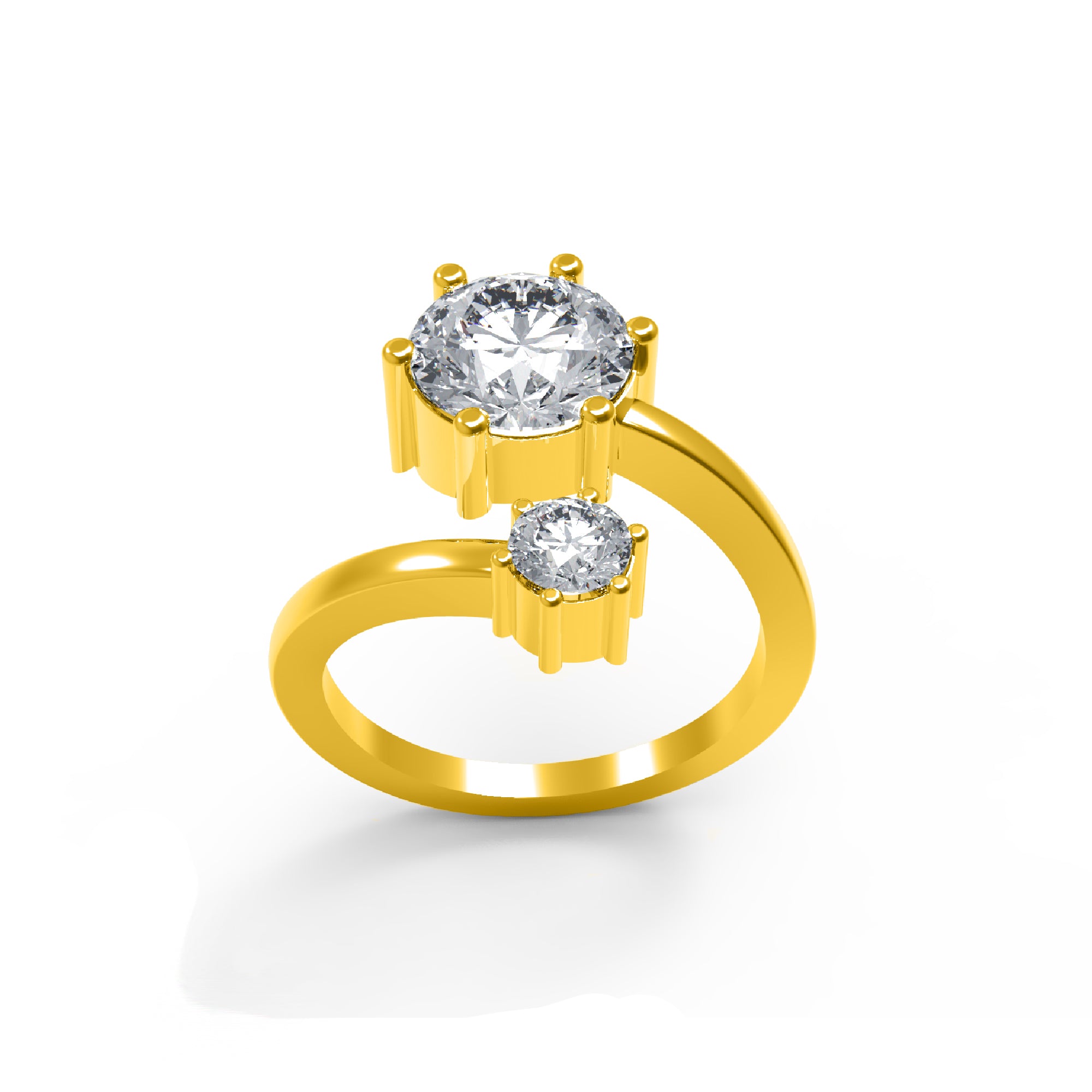 Anello di fidanzamento con moissanite a taglio rotondo RKC da 2,25 ct, argento 925, placcato in oro giallo 14k per peso da donna 3,8 g e 1,70 mm