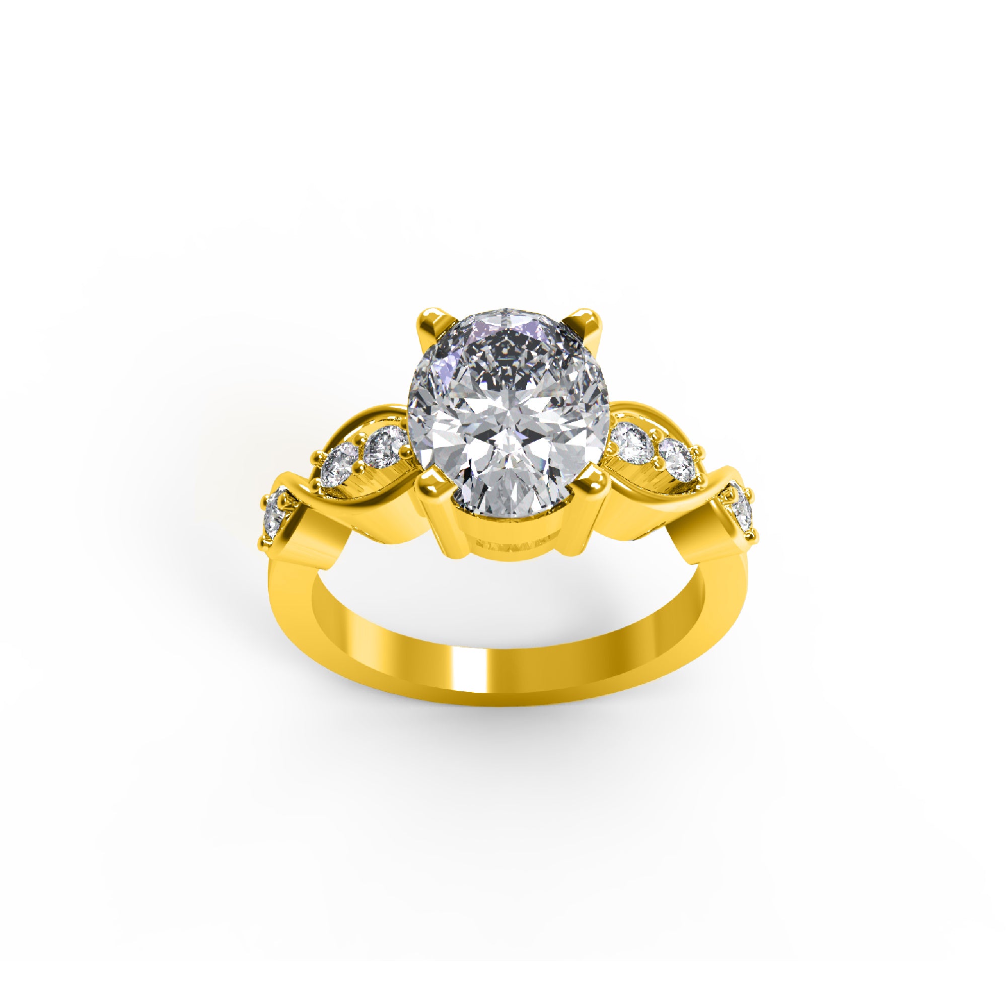 RKC Moissanit-Hochzeitstagsring im Ovalschliff, 925er Sterlingsilber, 14 Karat Gelbgold vergoldet, Gewicht 4,50 g, Breite 2,50 mm