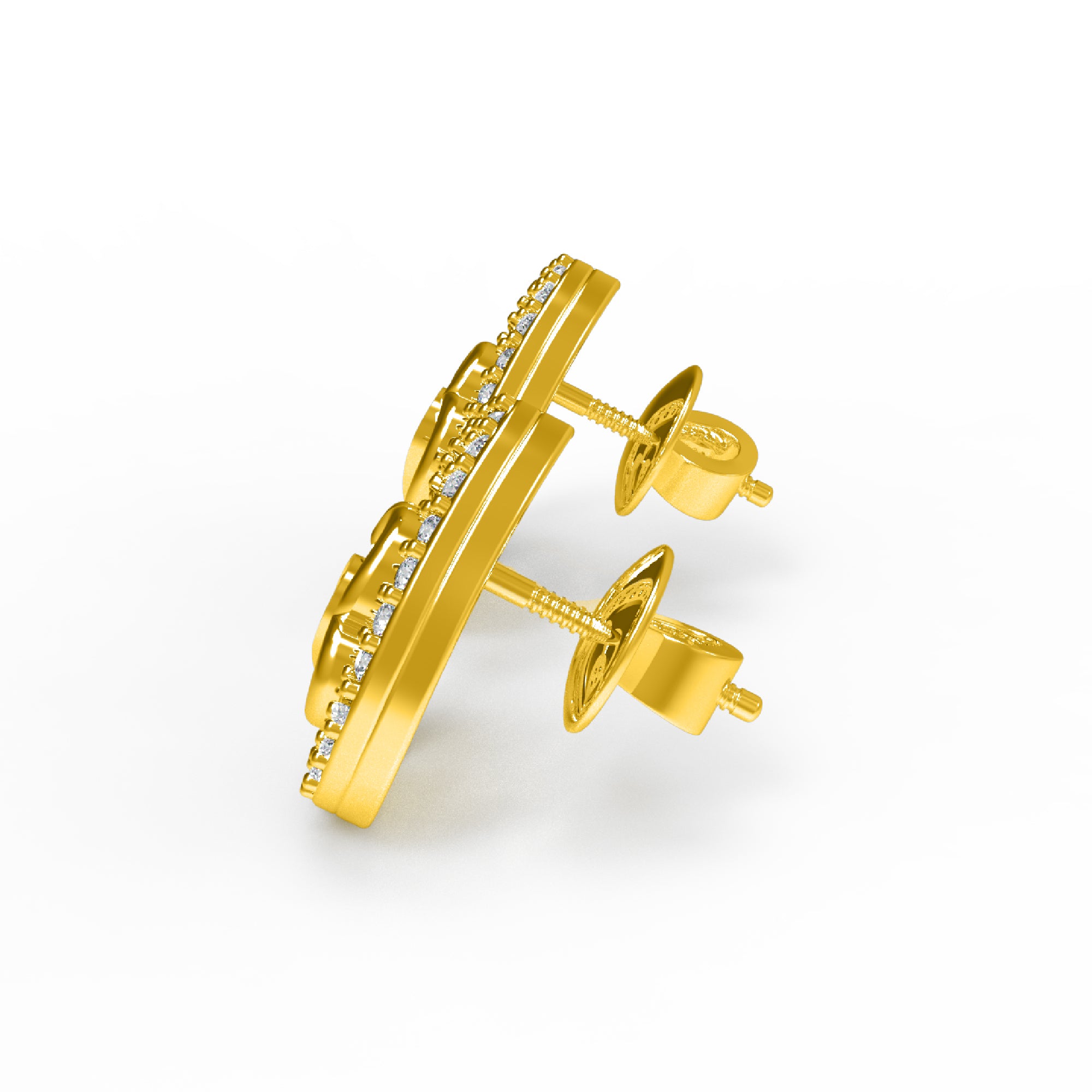 RKC 925 Sterling Silber blattförmiger Damen-Ohrstecker für den täglichen Gebrauch, 14 Karat Rose über dem Produkt, Gewicht 1,80 GM, Höhe 12,00 mm
