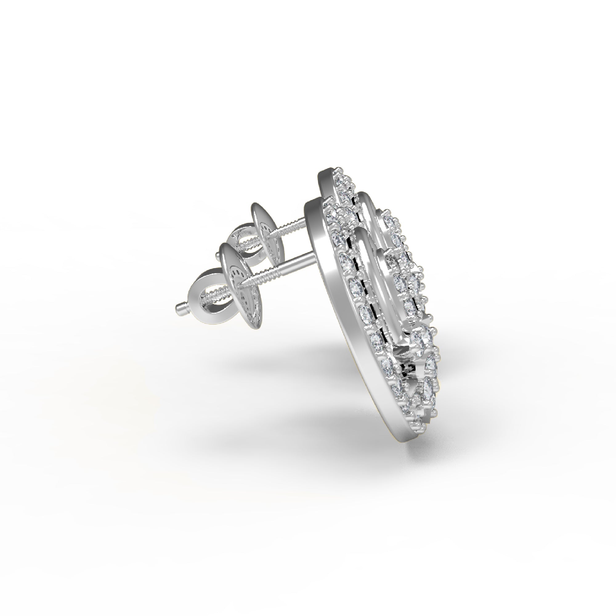 Orecchino da donna con perno a vite sul retro in argento sterling RKC 925, rosa 14k, oltre 3,50 Gm, altezza 12,50 mm