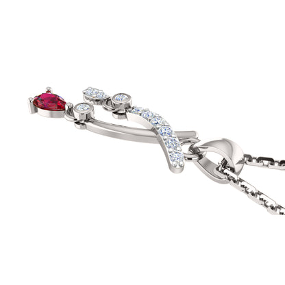 RKC 925 Silber, insgesamt 0,32 ct Rubin-Anhänger mit einem Gesamtgewicht von 3,50 g und ein gewichtiger Ohrring mit 1,30 g, besetzt mit 14-karätiger Rosévergoldung