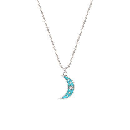 RKC Emaille-Halbmond-Anhänger, 925er Silberschmuck, 14 Karat Rosévergoldung, Produktgewicht: 4,00 g, Höhe: 20,00 mm