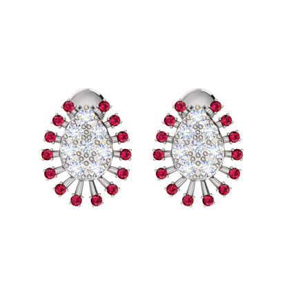 Orecchino da donna a grappolo in argento sterling 925 RKC 14k bianco su peso 3,00 g, altezza 14,00 mm