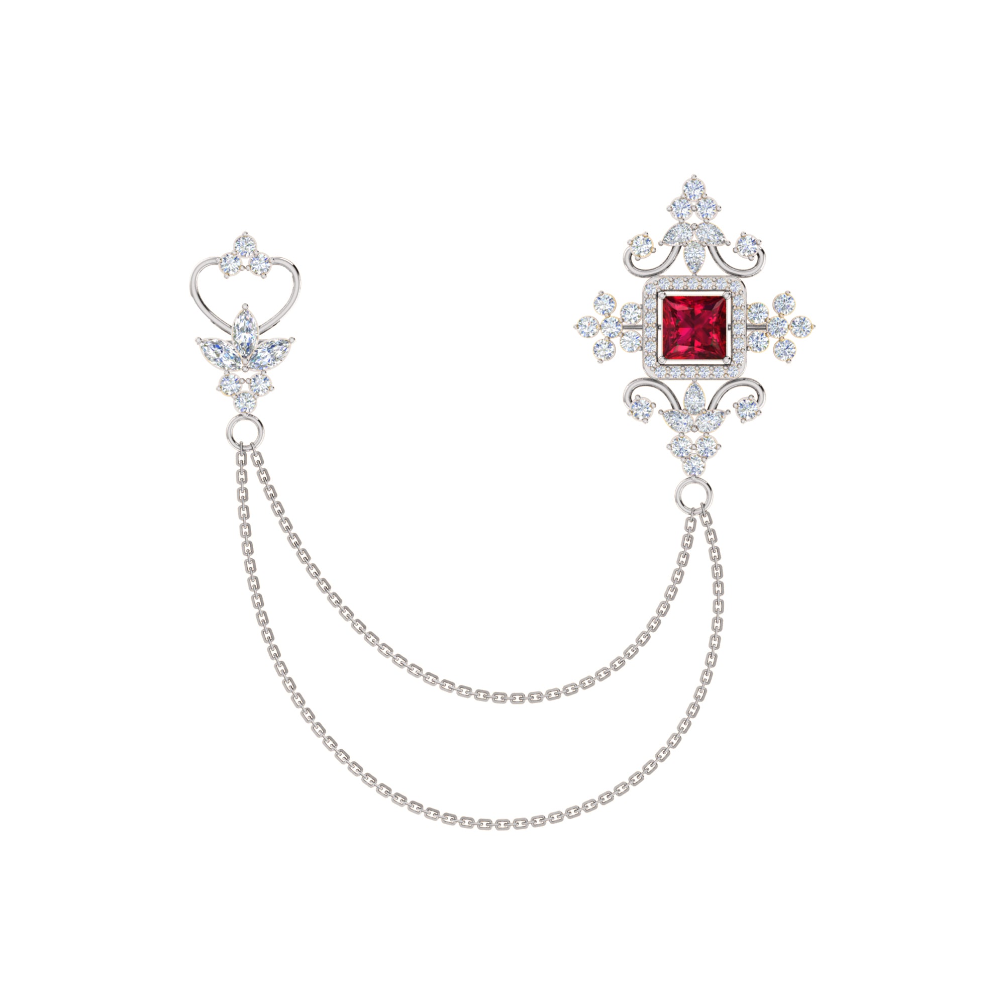 Spilla RKC Moissanite in argento sterling 925, prodotto placcato in oro rosa 14 carati, peso 6,10 GM, altezza 40,50 MM