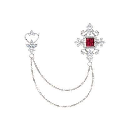 Spilla RKC Moissanite in argento sterling 925, prodotto placcato in oro rosa 14 carati, peso 6,10 GM, altezza 40,50 MM