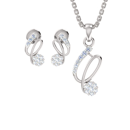 RKC 925 Silber Golden Gesamtgewicht 0,42 ct Moissanit Anhänger Gewicht 3,10 gm und Gewicht Ohrring 1,80 gm Set mit 14K Rosévergoldung