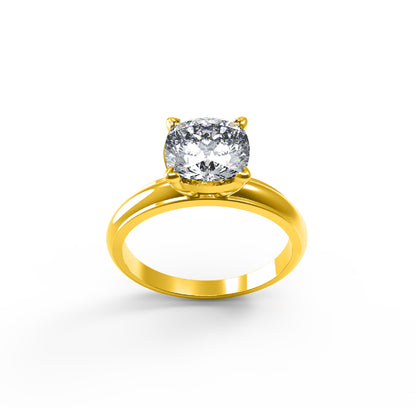 RKC Taglio cuscino Moissanite Solitaire Valentine Propose Anello Argento sterling 925 Oro rosa 14 carati su peso 3,60 g Larghezza 2,30 mm