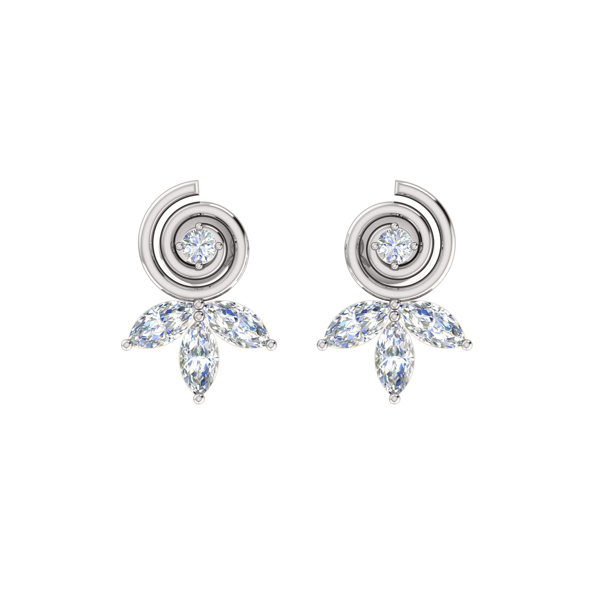 RKC Damen-Ohrring „Blume“ aus 925er-Sterlingsilber, 14 Karat Gelbgold mit einem Gesamtgewicht von 1,40 g, Höhe 11,40 mm