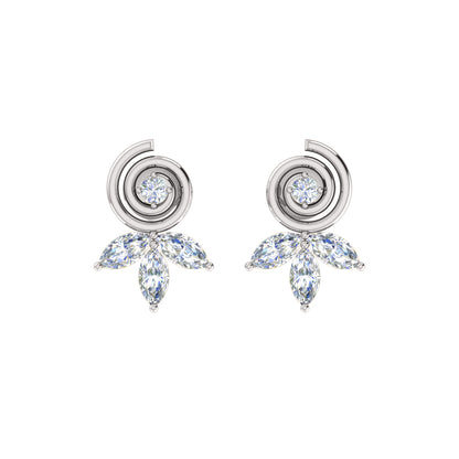 RKC Damen-Ohrring „Blume“ aus 925er-Sterlingsilber, 14 Karat Gelbgold mit einem Gesamtgewicht von 1,40 g, Höhe 11,40 mm