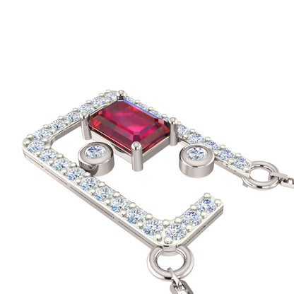 Ciondolo con rubino in argento dorato RKC 925 da 1,00 ct totale, peso 3,70 g e orecchino da 2,10 g, set con placcatura in oro giallo 14 carati