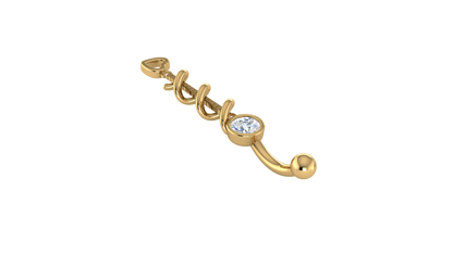 RKC JEWELRY Ombelico da donna in argento sterling 925 placcato in oro giallo 14k Peso 1,50 g Altezza 35,00 mm