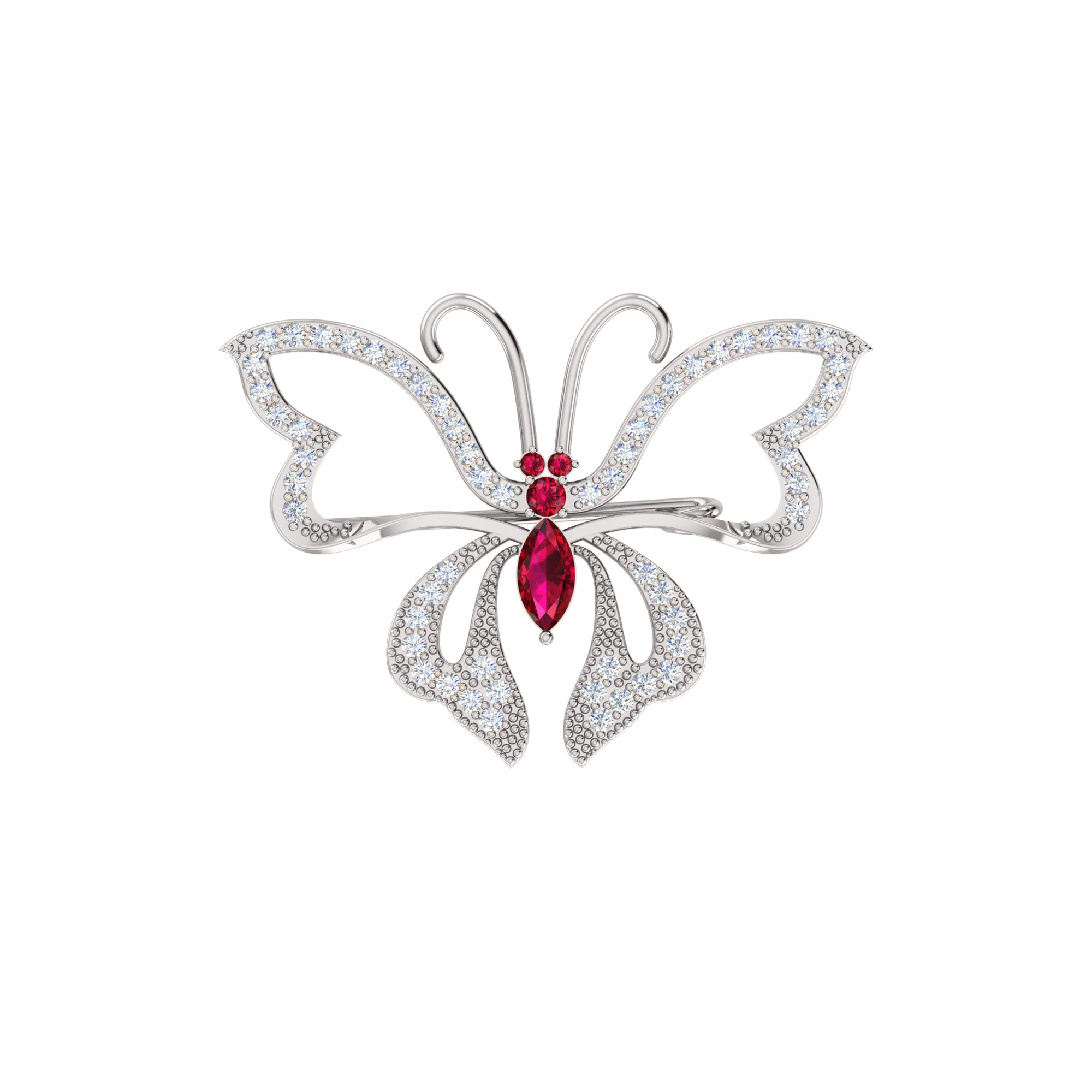 Spilla a farfalla in argento sterling 925 con moissanite da 0,96 ct, prodotto placcato in oro rosa 14 carati, peso 4,00 g