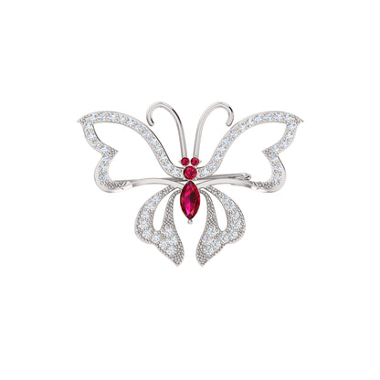 Spilla a farfalla in argento sterling 925 con moissanite da 0,96 ct, prodotto placcato in oro rosa 14 carati, peso 4,00 g