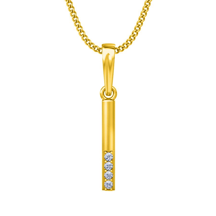 Ciondolo in moissanite da 0,04 lingotto in argento sterling RKC, regalo per lei, finitura in oro giallo 14 carati, peso 2,4 g, altezza 14 mm