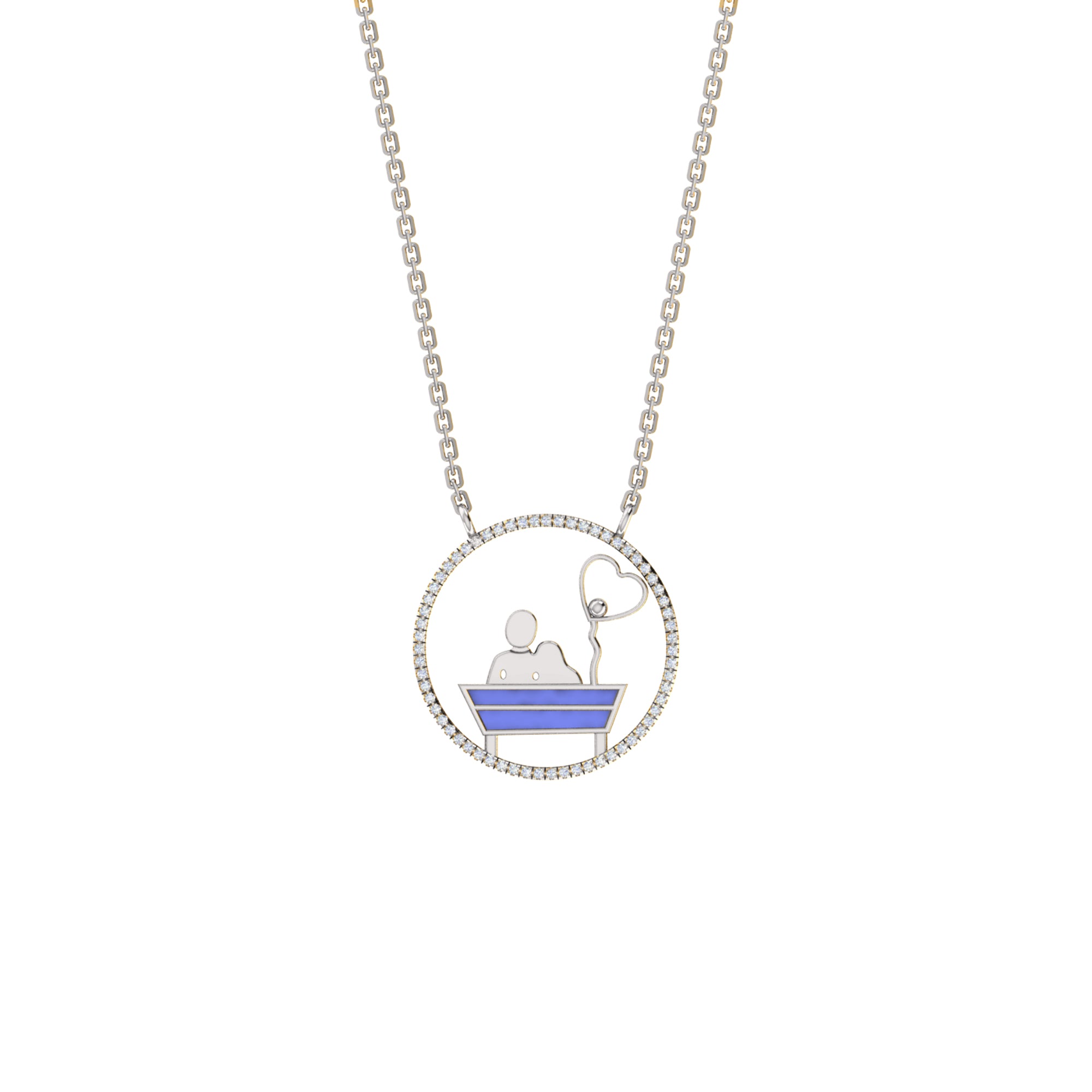 RKC 0,16 Karat Moissanit-Emaille-Anhänger, 925er Silber, Schmuck, 14 Karat Roségold vergoldet, Produktgewicht: 3,80 g, Höhe: 20,00 mm