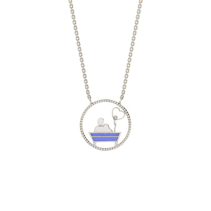 RKC 0,16 Karat Moissanit-Emaille-Anhänger, 925er Silber, Schmuck, 14 Karat Roségold vergoldet, Produktgewicht: 3,80 g, Höhe: 20,00 mm