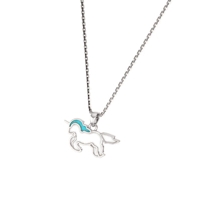 RKC Emaille-Einhorn-Anhänger, 925er Silber, Schmuck, 14 Karat Gelbgold vergoldet, Produktgewicht: 3,80 g, Höhe: 12,00 mm