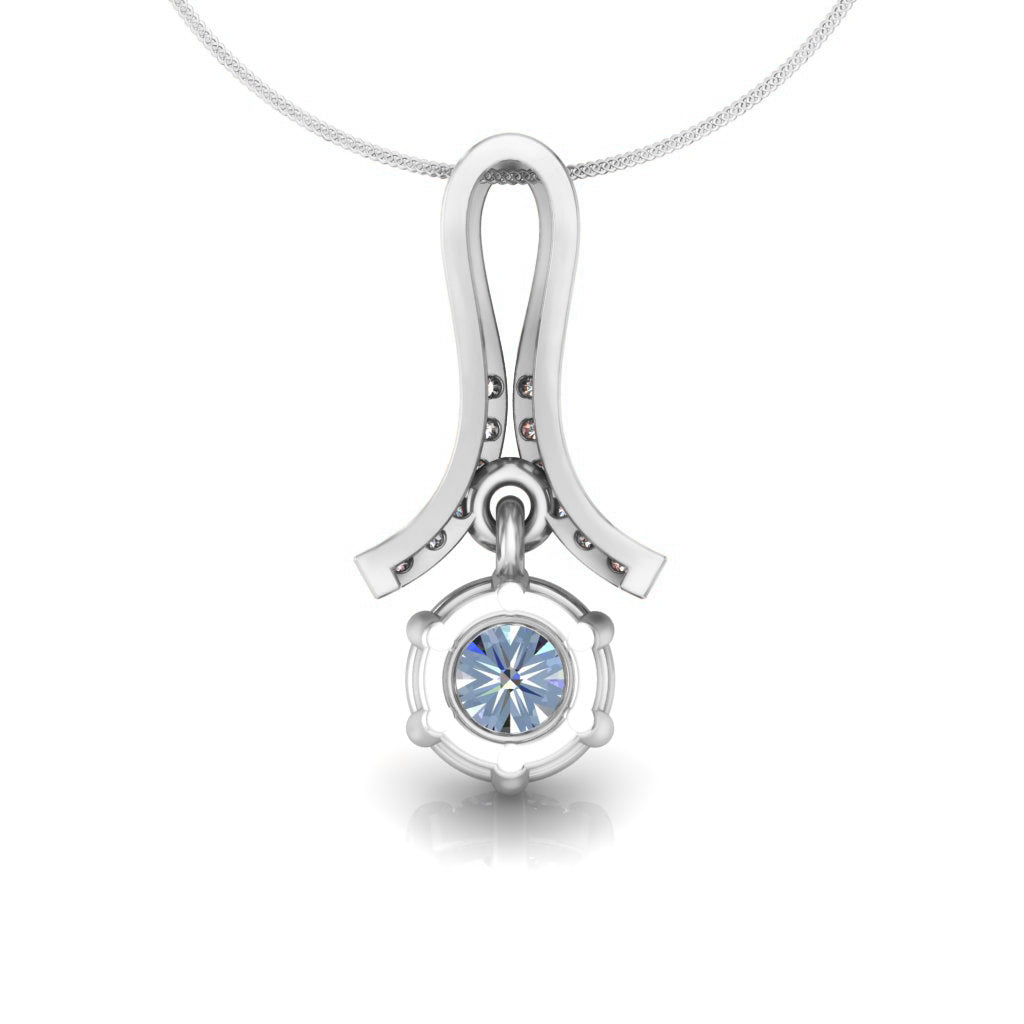 Ciondolo in moissanite da donna con goccia in argento sterling 925 RKC da 0,30 CT, per donna, placcato in oro rosa 14 carati, peso 3,1 g, altezza 16 mm