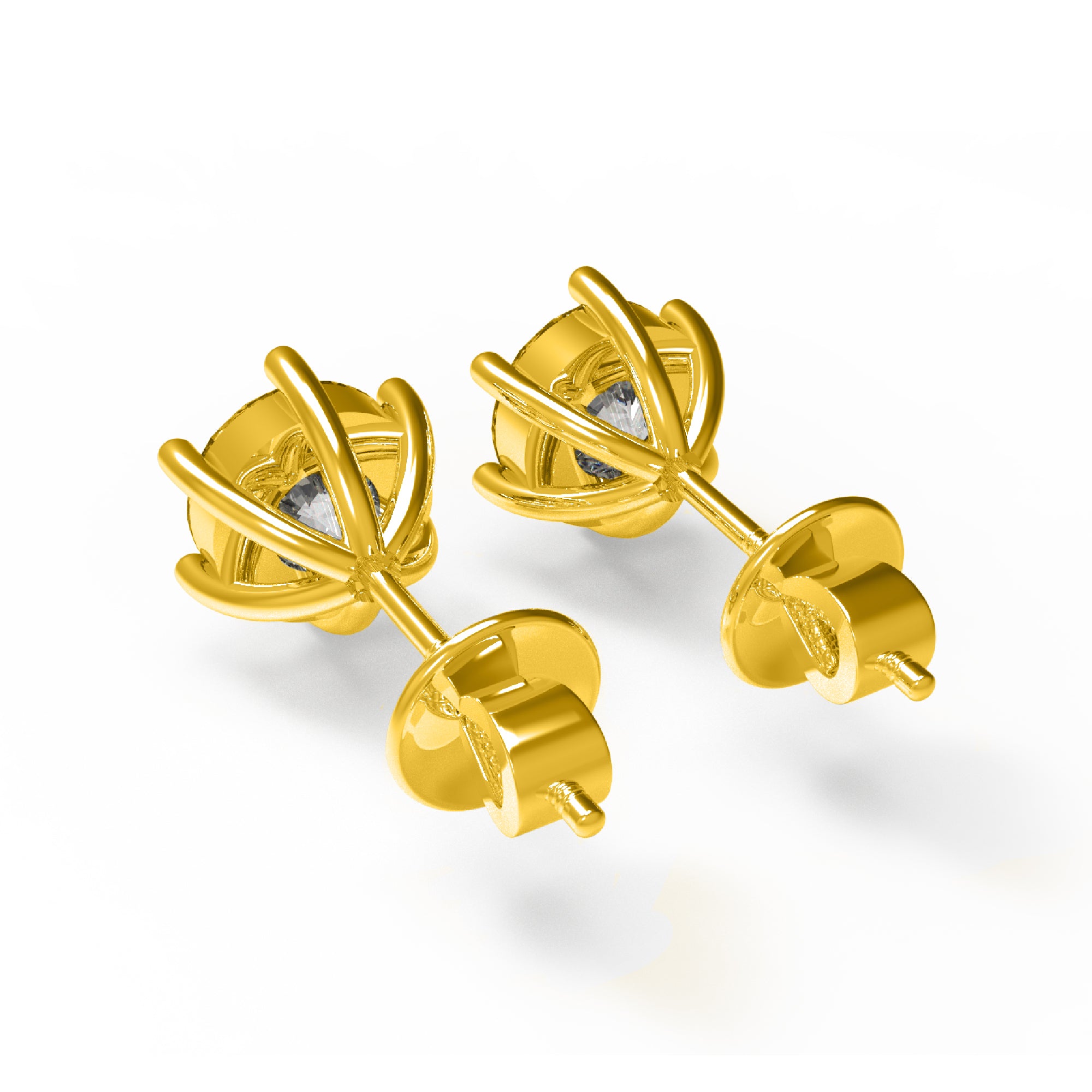 RKC Damen-Solitär-Ohrstecker aus 925er-Sterlingsilber, sechs Zinken, 14 Karat Rose über Produktgewicht: 1,20 GM, Steinhöhe: 3,80 mm