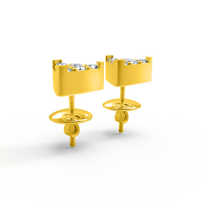 Orecchino da donna piccolo triangolare in argento sterling RKC 925 14k giallo oltre 2,30 Gm altezza 6,20 MM