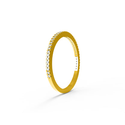 RKC Runder Moissanit-Ring aus 925er-Sterlingsilber, halbe Ewigkeit, stapelbarer Bandring für Damen, 925er-Silber, 14 Karat Roségold vergoldet, Gewicht 1,10 g, Breite 1,30 mm