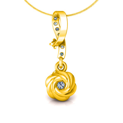 RKC 925 Sterling Silber Blumentropfen 0,35 Karat Moissanit-Anhänger, 14 Karat zweifarbig vergoldet, Gewicht 2,8 g, Höhe 18 mm