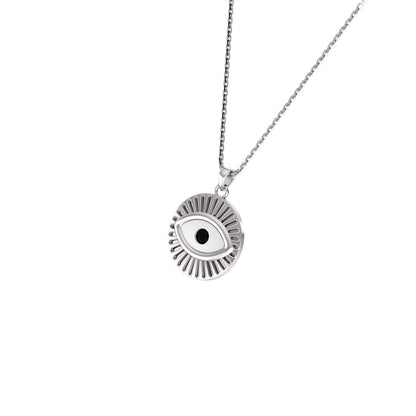 RKC 0,17 CT Emaille Evil Eye Anhänger 925 Silber 14K Gelbgold plattiert, Gewicht 5,80 GM, Höhe 20,00 MM