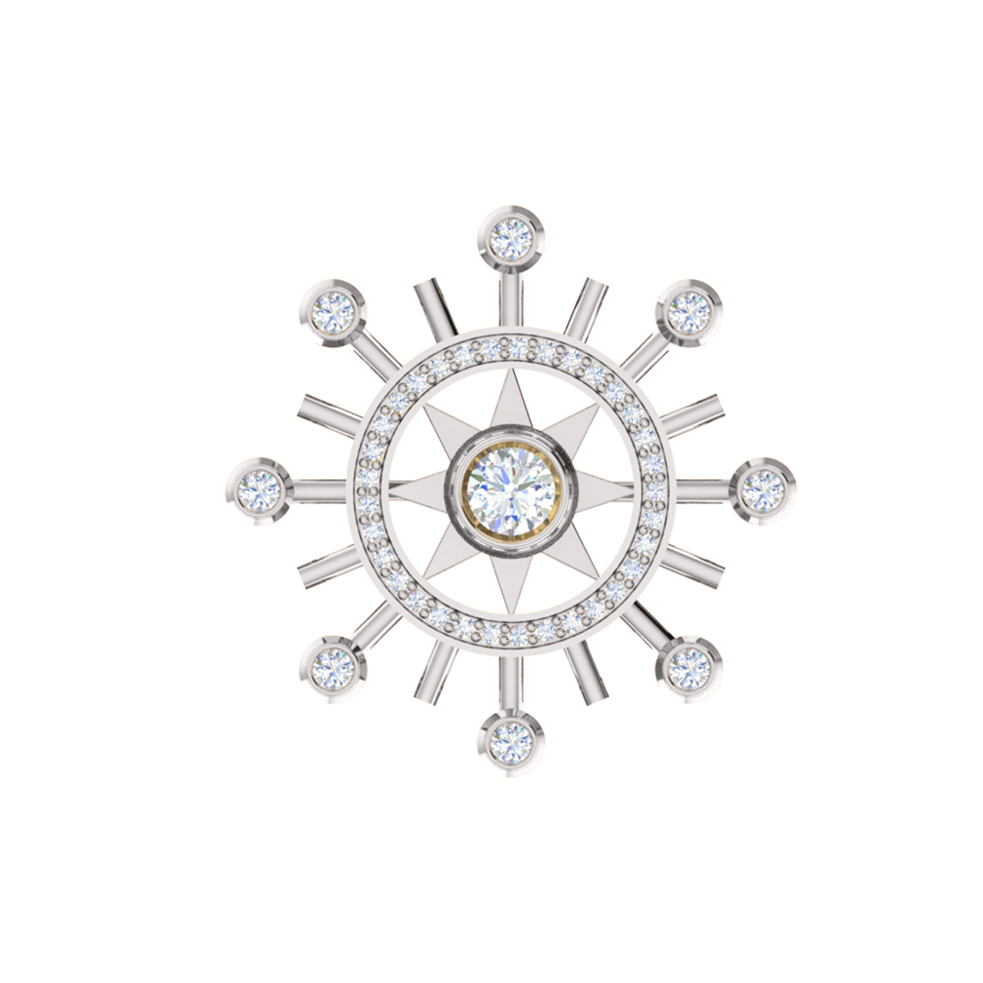 Spilla RKC Moissanite in argento sterling 925 placcata in oro giallo 14 carati Peso del prodotto 1,60 CM Altezza 22,00 MM
