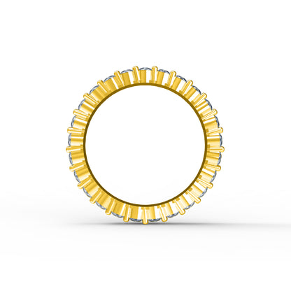 RKC Moissanit Full Eternity Bandring aus 925er Sterlingsilber mit Gelbgoldbeschichtung, Gewicht 2,80 ct, Breite 2,50 mm