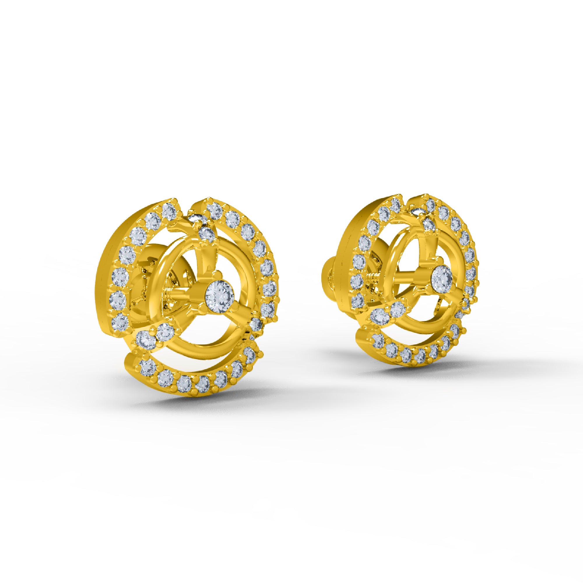 RKC Damen-Ohrstecker aus 925er Sterlingsilber, 14 Karat Gelb, über 1,20 g, Höhe 10,00 mm