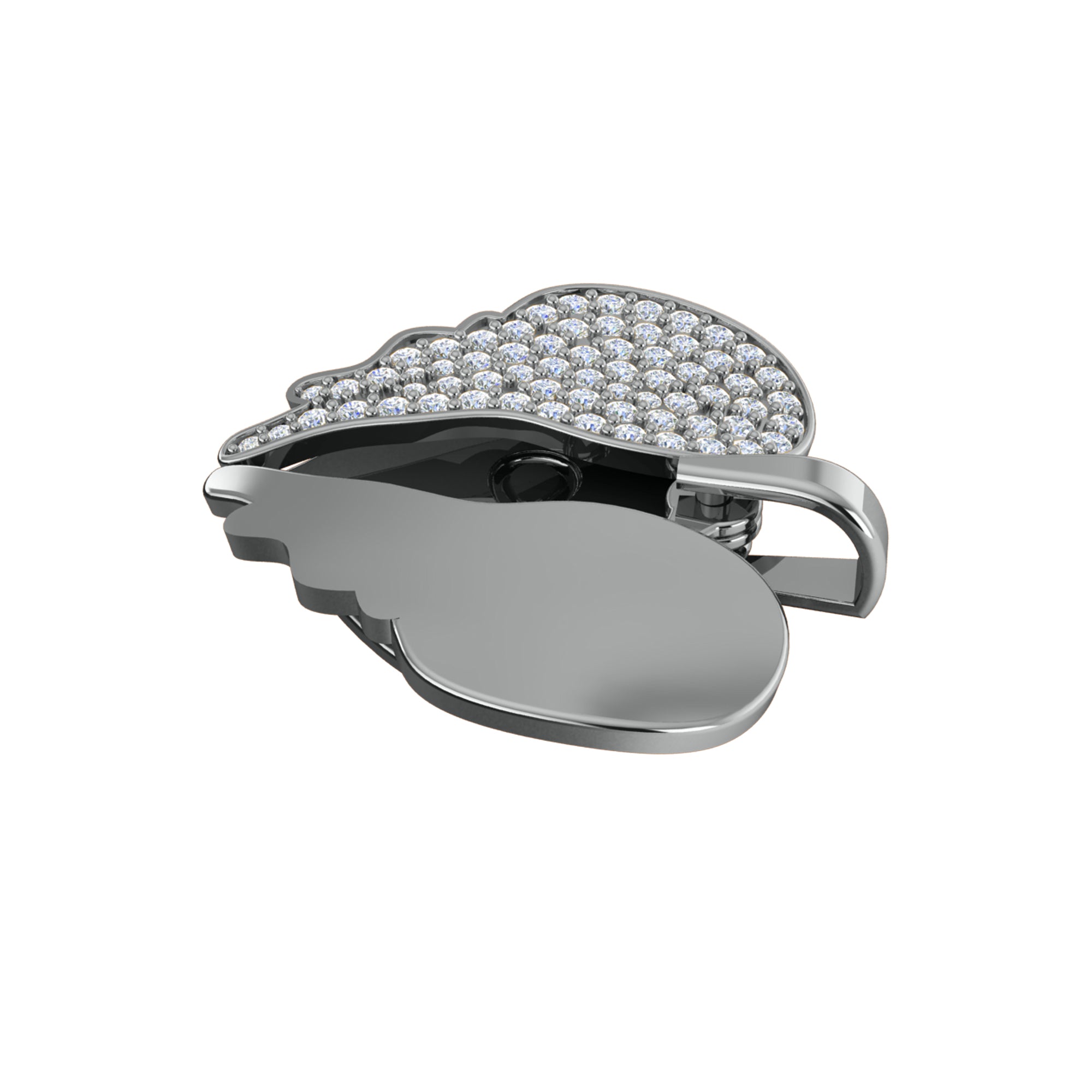 RKC Ciondolo a forma di cuore con ala di moissanite da 0,61 ct, gioielli in argento 925 placcato in oro rosa 14 carati, peso 6 g, altezza 23,50 mm